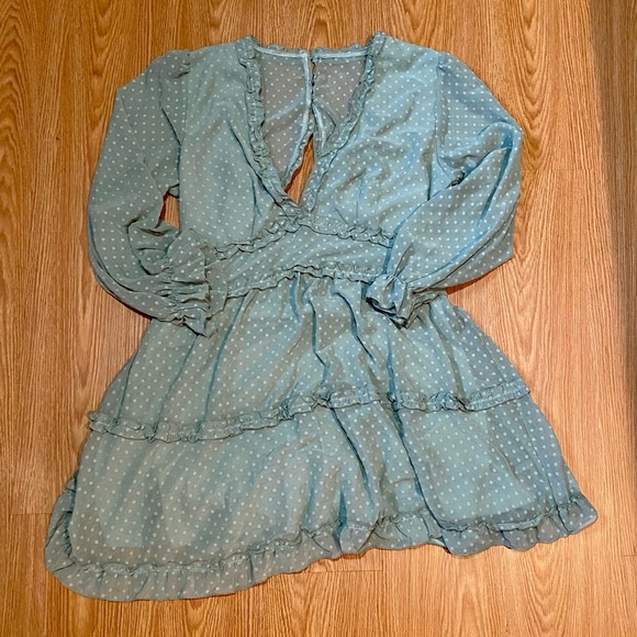 Mint Ruffle Mini Dress - Picture 4 of 7